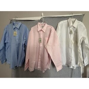 Linea Uomo Dress Shirt Mens 18.5 35/37 Blue Pink White pastel 3 Pack Monogram